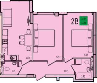 2-комнатная 66.13 м² в ЖК Приморские Сады от 19 600 грн/м², Одесса