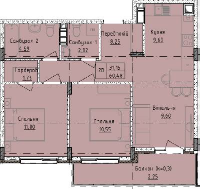 2-комнатная 60.48 м² в ЖК Приморские Сады от 19 600 грн/м², Одесса