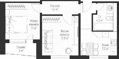 2-комнатная 44 м² в ЖК Металлист от 22 250 грн/м², Харьков