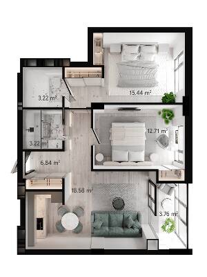 2-комнатная 65.52 м² в ЖК GENEVE от 22 500 грн/м², Днепр