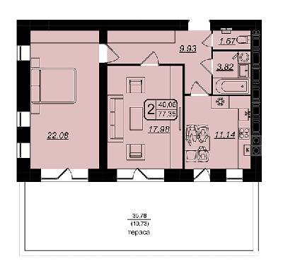 2-кімнатна 77.35 м² в ЖК Golden House від 25 000 грн/м², Вінниця