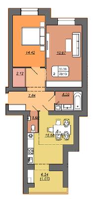 2-кімнатна 70.13 м² в ЖК Green's від забудовника, Вінниця