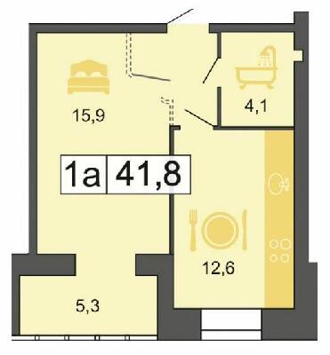 1-комнатная 41.8 м² в ЖК River Park от 21 300 грн/м², Днепр