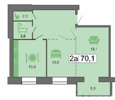 2-кімнатна 70.1 м² в ЖК River Park від 21 300 грн/м², Дніпро