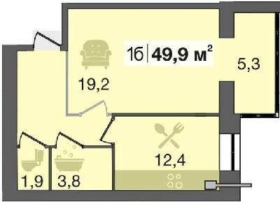 1-комнатная 49.9 м² в ЖК Днепровская Брама от 14 500 грн/м², пгт Слобожанское