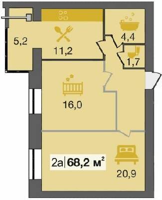 2-комнатная 68.2 м² в ЖК Днепровская Брама от 13 900 грн/м², пгт Слобожанское