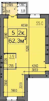 2-кімнатна 62.3 м² в ЖК Хмельницький від забудовника, Дніпро