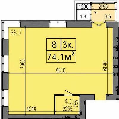 3-кімнатна 74.1 м² в ЖК Хмельницький від забудовника, Дніпро