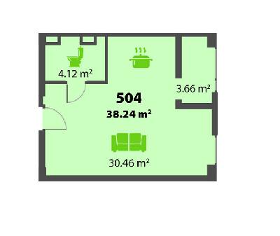 Вільне планування 38.24 м² в ЖК П'ятий континент від 26 250 грн/м², Дніпро