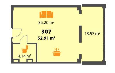 Свободная планировка 52.91 м² в ЖК Пятый континент от 26 250 грн/м², Днепр