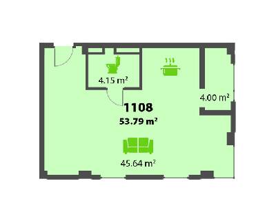 Свободная планировка 53.79 м² в ЖК Пятый континент от 26 250 грн/м², Днепр