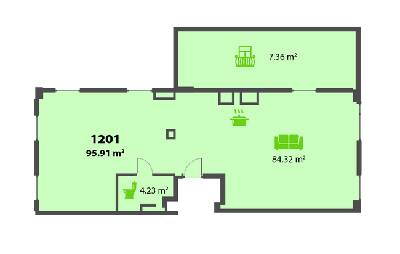 Свободная планировка 95.91 м² в ЖК Пятый континент от 26 250 грн/м², Днепр