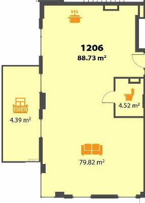 Свободная планировка 88.73 м² в ЖК Пятый континент от 26 250 грн/м², Днепр