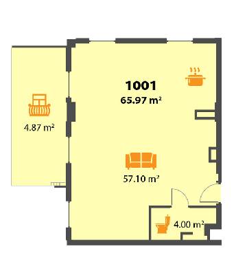 Свободная планировка 65.97 м² в ЖК Пятый континент от 26 250 грн/м², Днепр