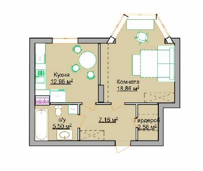 1-комнатная 48.1 м² в ЖК на ул. Мандрыковская, 134, 136 от 13 950 грн/м², Днепр