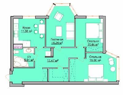 3-кімнатна 83 м² в ЖК на вул. Мандриківська, 134, 136 від забудовника, Дніпро