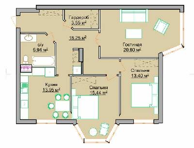 3-кімнатна 91.4 м² в ЖК на вул. Мандриківська, 134, 136 від забудовника, Дніпро