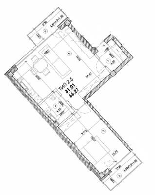 2-комнатная 66.21 м² в ЖК Молодежный от 20 000 грн/м², Днепр