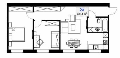 2-комнатная 66.4 м² в ЖК Слобожанский от 15 400 грн/м², пгт Слобожанское