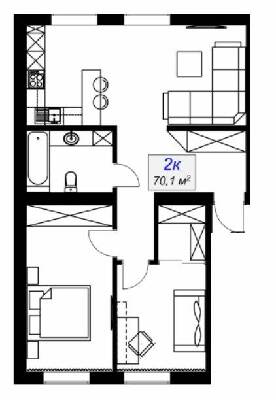 2-комнатная 70.1 м² в ЖК Слобожанский от 15 400 грн/м², пгт Слобожанское