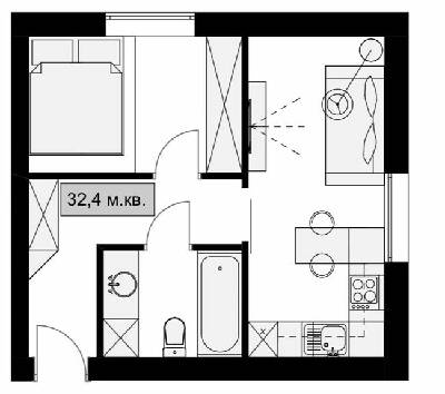 1-кімнатна 32.4 м² в КБ Dream House від забудовника, Дніпро