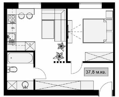 1-кімнатна 37.8 м² в КБ Dream House від забудовника, Дніпро