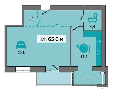 1-комнатная 65.8 м² в ЖК Dubinina от 19 500 грн/м², Днепр