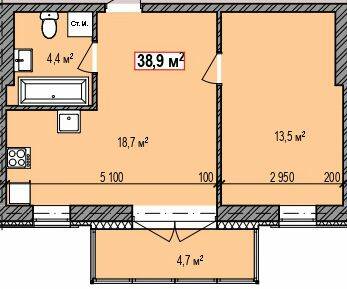 1-кімнатна 38.9 м² в ЖК Dresden від 17 000 грн/м², м. Кам’янське