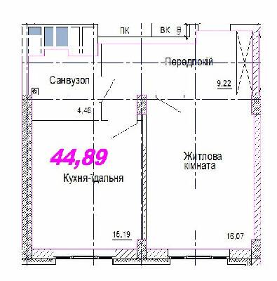 1-комнатная 44.89 м² в ЖК Favorit от 31 600 грн/м², Днепр