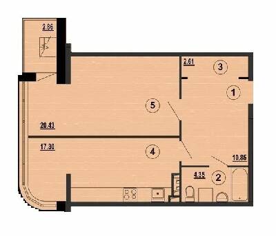 1-кімнатна 55.54 м² в ЖК PesochinSky від 14 000 грн/м², смт Пісочин