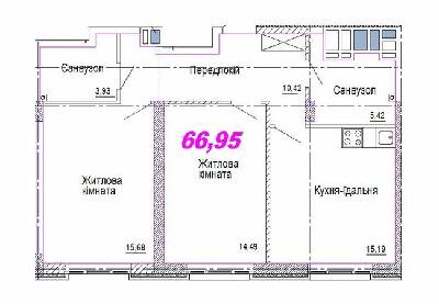 2-комнатная 66.95 м² в ЖК Favorit от 31 600 грн/м², Днепр