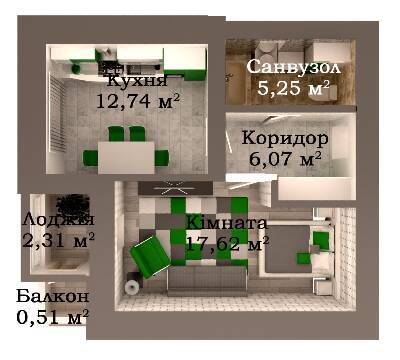 1-кімнатна 44.5 м² в ЖК Caramel Residence від 19 000 грн/м², Луцьк