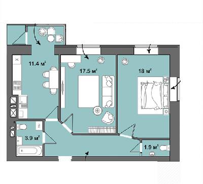 2-кімнатна 66.5 м² в ЖК Dream Town від забудовника, Луцьк