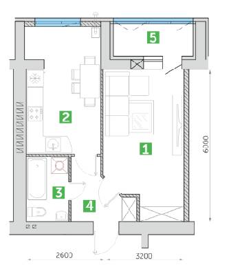 1-кімнатна 43.77 м² в ЖК Парковий квартал від 12 500 грн/м², м. Ковель