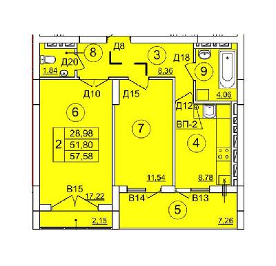 2-кімнатна 57.58 м² в ЖК Варшавський від 12 000 грн/м², м. Ковель