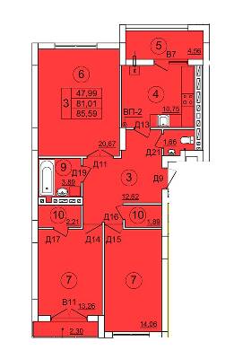 3-кімнатна 85.59 м² в ЖК Варшавський від 12 000 грн/м², м. Ковель