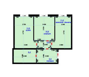 2-кімнатна 49.8 м² в ЖК Княжий від 8 650 грн/м², м. Любомль