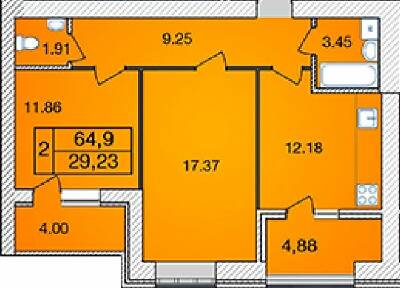 2-комнатная 64.9 м² в ЖК Avila от 16 000 грн/м², Житомир