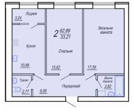 2-комнатная 62.99 м² в ЖК Вильский от 18 500 грн/м², Житомир