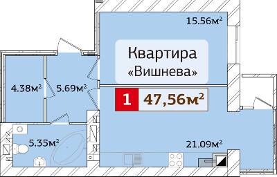 1-комнатная 47.56 м² в ЖК Полесье 2 от 13 000 грн/м², Житомир