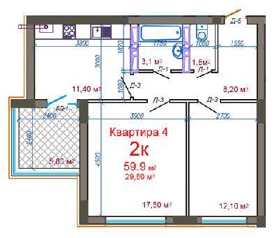 2-кімнатна 59.9 м² в ЖК Княжий від 16 500 грн/м², Житомир