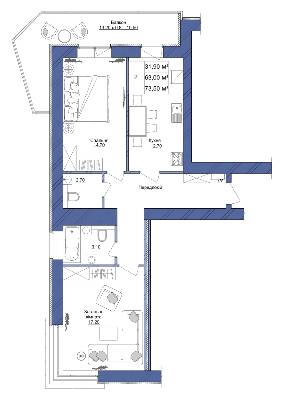 2-кімнатна 73.5 м² в ЖК Європейський від 16 500 грн/м², Полтава