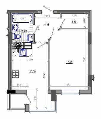 1-комнатная 41.18 м² в ЖК Фаворит от 16 900 грн/м², Житомир