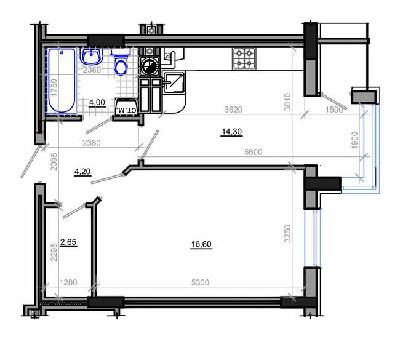 1-комнатная 42.45 м² в ЖК Фаворит от 16 900 грн/м², Житомир