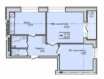 2-комнатная 65.22 м² в ЖК Новоградский от 16 000 грн/м², г. Новоград-Волынский