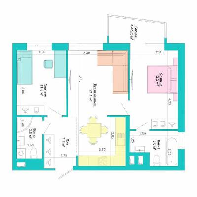 2-кімнатна 64.7 м² в ЖК Legenda від 23 750 грн/м², Запоріжжя