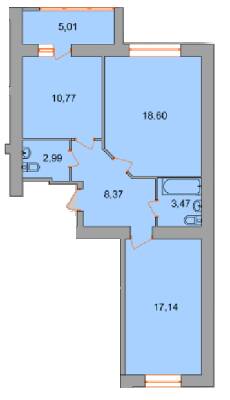 2-комнатная 66.4 м² в ЖК на ул. Академика Янгеля от 18 650 грн/м², Винница