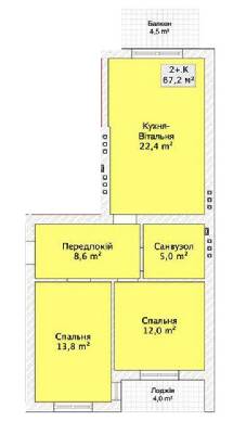 2-комнатная 67.2 м² в ЖК по пер. Сквозной, 31 от 21 400 грн/м², Винница