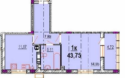 1-комнатная 43.75 м² в ЖК Родинний маєток от 19 500 грн/м², Винница