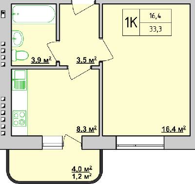 1-кімнатна 33.3 м² в ЖК Учительський від 14 950 грн/м², Вінниця